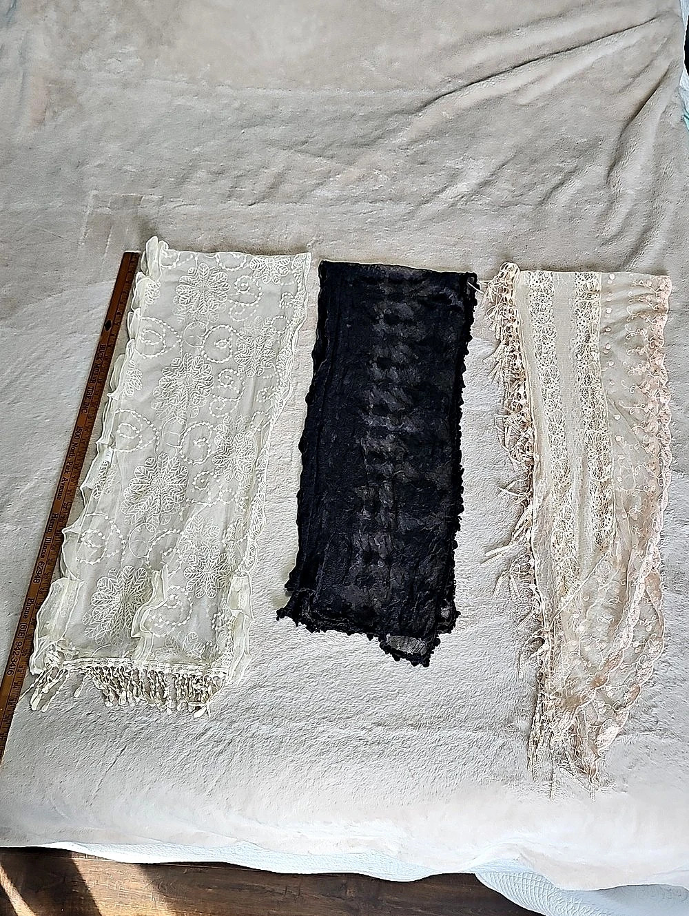 Pier 1 Imports Three Lace Scarves in White, Black & Pink Like New - Picture 2 of 11